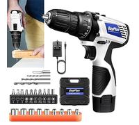 Cordless Drill Driver 12V, Electric Screwdriver Kit, Portable Cordless Drills with Li-Ion Battery & Charger, 18+1 Torque, 3/8" Chuck, 2 Speed, LED Light, 23pcs Accessory Kit for DIY Home & Office
