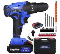 Cordless Drill Driver 21V, 1500mAh Li-lon Battery Powered Combi Drill Screwdriver Set, 45Nm Max 2 Speed Small Electric Screwdriver Cordless Power Tool, 25+1 Torque, LED Light, 26pcs Accessories