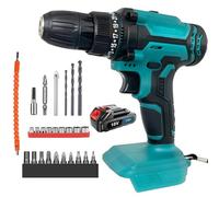 Cordless Drill Driver 21V, Compatible with Makita 18V Battery, with 3.0AH Lithium Battery, 26pcs DIY Accessory Kit, 2 Speed, 25+3 Position, for Wood Cement Concrete Ceiling Brick Wall