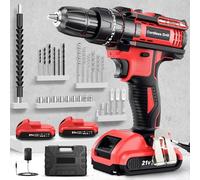 Cordless Drill Driver 21V, Cordless Hammer Drill with 2 Batteries 2000mAh, 25+3 Torque, 42N.m Max Electric Drill, 30PCS Drill Bits 2 Speed, LED Light for Home and Garden DIY Project