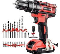 Cordless Drill Driver 21V, Cordless Hammer Drill with Battery 2000mAh, 25+3 Torque, 42N.m Max, 2 Speed, LED Light 22PCS Accessories for Home and Garden DIY Project