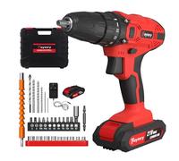 Cordless Drill Driver, 21V Electric Drill Kit with 0-1400RPM Adjustable Speed, 25+1 Torque Settings Cordless Power Drills with 3 in 1 Strong Combi, 3/8'' Keyless Chuck, LED Light for Car/Table (2.0Ah)