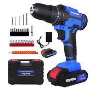 Cordless Drill Driver 21V, Electric Screwdriver, Combi Drills Set with 25+1 Torque, 3/8" Keyless Chuck, 2 Speed, 45N.m Power Drill with LED Light, 1 Battery 1 Charger 1 Case 26 Accessories Included