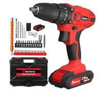 Cordless Drill Driver 21V, Electric Screwdriver Set with 2X Batteries, 45 N.m Max Combi Drill, 25+1 Torque Power Drills Tool, 2 Speed Cordless Screwdriver with 29Pcs Drill Driver Bits - Red
