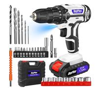 Cordless Drill Driver 21V, Handheld Screwdriver Drill Set with 1.5Ah Li-ion Battery, 25+1 Torque, 3/8" Chuck Power Electric Drills, 2 Speed, 30Pcs Accessories, LED Light for Home & Garden DIY Project