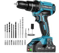 Cordless Drill Driver 21V, LEEIKOO Cordless Hammer Drill Set, 42N.m Battery Drill, 25+3 Torque Set, 2-Speed, LED Light, 2.0AH Battery, 24PCS Electric Drill Set for Home and Garden DIY Project