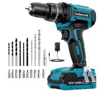 Cordless Drill Driver 21V, LEEIKOO Cordless Hammer Drill Set, 42N.m Battery Drill, 25+3 Torque Set, 2-Speed, LED Light, 2.0AH Battery, 24PCS Electric Drill Set for Home and Garden DIY Project