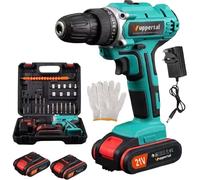 Cordless Drill Driver 21V, Wuppertal Cordless Hammer Drill Set, 45N.m Battery Drill, 25+3 Torque Set, 2-Speed, LED Light, 1500mAH Battery, 30PCS Electric Drill Set for Home and Garden DIY Project
