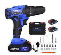 Cordless Drill Driver, 3/8" Compact Power Drill Set with 2 * 1.5Ah Battery & Charger, 45 Nm Torque, 25+1 Clutch, LED Light, 26pcs Accessories for Drilling Wood Metal, Blue