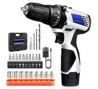 Cordless Drill Driver 45NM Electric Screwdriver Lithium-Ion Handheld Drill Set 2 Speed 18+1 Torque, 1500mah Battery Cordless Drill with LED Work Light, 26 PCS Drill Bits Kit and Storage Bag