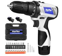 Cordless Drill Driver for Home/Office/DIY/Projects, 2 Battery 1.3Ah and Charger, 23pcs Accessories Cordless Screwdriver Set, 18+1 Level Torque, max. 45 N.m, 2 Speed 0-400/1400rpm (16.8V White)