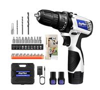 Cordless Drill Driver Kit, Power Drill Set with 1.3Ah Lithium-Ion Battery and Fast Charger, Max Drill 45Nm Torque, 18+1 Metal Clutch and Built-in LED, Electric Drill for Tighten Loosen Screws/Nuts