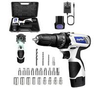 Cordless Drill Driver Power Combi Drill Kit Electric Screwdriver Set with 2-Speed, 18+1 Torque 3/8" Chuck Handheld Drills with 1500 mAh Li-Ion Battery, Carry Box, LED Work Light, 26PCS Drill Bits