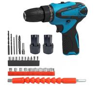 Cordless Drill Driver & Screw Bit Set, Electric Screwdriver Tool Kit with 2X 3.0Ah Rechargeable Batteries, 25+1 Torque, 3/8" Chuck, 2 Speed, 45Nm, LED Light, Ideal for Home DIY Project