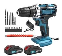 Cordless Drill Driver Set 21V, Cordless Drill with 2 Batteries 3000mAh, 25+1 Torque, 420N.m Max Electric Drills Set, 2 Speed, LED Light, 26PCS Bits for Home and Garden DIY Project