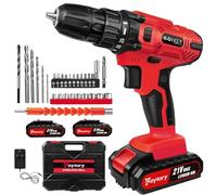 Cordless Drill Driver with 2 Batteries 1500mAh, 21V Electric Drill and Screwdriver Set Cordless, 25+1 Torque, 2 Speed, Max 45 N.m, LED Work Light, 29 Accessories Battery Power Combi Drill for Home DIY