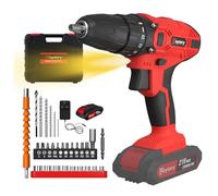 Cordless Drill Electric Drill Set 45Nm Cordless Combi Drill with 25+1 Torque Setting 1500mAh Li-lon Battery 29PCS Accessories,2 Speed, with LED Work Light, 21V (with 1 Battery)