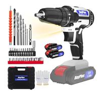 Cordless Drill Electric Screwdriver 21V, 45Nm/25+1 Torque/Variable Speed/Maximum Speed up to 1400RPM, with 26 Accessories and 2x1.5Ah Lithium-Ion Battery
