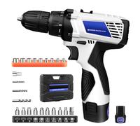 Cordless Drill Electric Screwdriver Impact Cordless Power Drill Driver, 1300mAh Lion Battery Power Screwdriver Small Handheld Drill Set with 2 Variable Speed for Wood Steel, 18+1 Torque, 3/8" Chuck