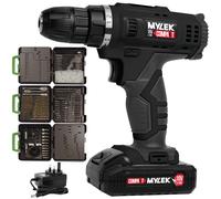 Cordless Drill MYW09 with 204-Piece Accessory Kit MYLEK Black One Size