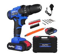 Cordless Drill Set, 21V Cordless Screwdriver with 2 x 1.5Ah Battery and 26pcs Accessory Set, 45Nm, 25+1 Torque, 0.8-10mm Drill Chuck for Drill Wall, Wood, Metal