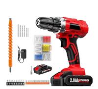 Cordless Drill Set,21v Electric Power Drill with 2 Battery and Charger Tool Kit Box Drill Set,Torque 25n Home Tool Kit, 2 Variable Speeds,with 2 Piece 2.0ah Batteries,for Garden, House