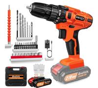Cordless Drill Set, 21V Electric Power Drills with 45NM, Torque Rating 25+1, Electric Drill with 2 Variable Speeds, 3/8”Keyless Chuck with 2000mAh, 29pcs Accessories and LED Light for Home, DIY