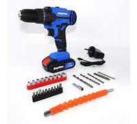 Cordless Drill Set, 21V MAX Drill Driver Kit, 1.3Ah Li-ion Batteries, 398In-lbs Torque with Impact Hammer Function, 0-440/1400 RPM, Fast Charger, 26 Accessories