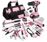 Cordless Drill Set, 293-Piece Household Tool Kit with 20V Electric Drill, Power Drill Sets Repairing Kit, Electric Screwdriver Driver Tool Kit for Home Maintenance, DIY and Crafts(Pink 2026)