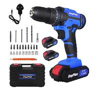 Cordless Drill Set, 45 Nm Screwdriver Drill Set with 2-Gear Speeds,LED Light,21V Power Electric Combi Drill with Li-ion Battery&Fast Charger,25+1 Torque Hammer,3/8" Chuck Driver Kit with Carrying Case