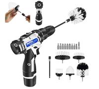 Cordless Drill Set + 6PCS Brush Head Accessories, Cordless Screwdriver Brush Cleaning Brush Rim Brush Scrubber Cleaning Kit, Great for Car Carpet Floor Bathroom Toilet Kitchen Ceramic Surface