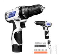 Cordless Drill with 1 × 21V 1.3Ah Battery and Charger, 45Nm Power Drill Driver Kit, 2300RPM, 2 Variable Speed, LED Worklight, 23pcs Drill Driver Bits, Carry Case