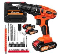 Cordless Drill with 2 Batteries 1500mAh Electric Screwdriver Power Tool, 21V Cordless Combi Drill Set, 45Nm Electric Drill Driver, 25+1 Torque, 2 Speed, LED Light, 29pcs Accessories with Tool Box