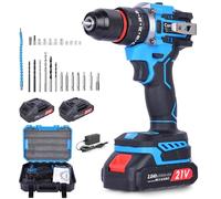 Cordless Drills Driver Brushless: 21V Electric Drills Set with 2000mAh Battery, Power Drill 60N.m Max, 21+1 Torque, 2 Speed, LED Light, 25pcs Combi Drill for Home, Garden DIY Project (Style1)