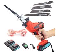 Cordless Electric Bone Saw, 21V Lithium Battery Reciprocating Saw with 4 Saw Blade, LED Light, 1.5AH Rechargeable Cutting Machine for Wood/Metal/PVC/Meat Bones/Aluminum DIY Cuting