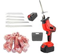 Cordless Electric Bone Saw, Handheld Electric Butcher Saw with 3.0Ah Battery, Low Vibration & High Hardness Saw Blades, LED Light, 2kg Lightweight, Suitable for Commercial (Supermarket/Butcher Shop) &