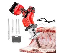 Cordless Electric Bone Saw, Handheld with 4 Blades, LED Light, Rubberized Handle, Stainless Steel, Lithium Battery Powered, Ideal for Cutting Bones and Meat