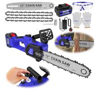 Cordless Electric Chainsaw 12 Inch, Brushless Battery Chainsaw with 4.0Ah Battery and Charger, 2 Chains, 10m/s Chain Speed, Auto-Oil System Handheld Electric Power Chain Saw Pruning for Wood Cutting