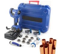 Cordless Electric Flaring Tool Kit with Deburring Scraper Tube Cutter & 4000mAh Battery for HVAC 1/4"-3/4" Copper Pipe