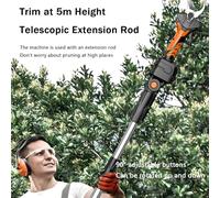 Cordless Electric Garden Secateurs, Professional Handheld Pruner with Extension Pole, 2 Batteries & Power Display for Trees Shrubs Farms Parks