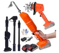 Cordless Electric Garden Tiller and Cultivator with Adjustable Poles - Efficient Soil Rotavator for Vegetable Fields and Greenhouses