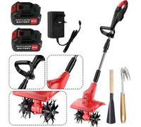 Cordless Electric Garden Tiller Cultivator Rotavator Powerful Soil Tool With 2 Batteries