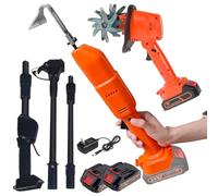 Cordless Electric Garden Tiller - Handheld Weeding Machine & Soil Cultivator with Batteries for Cutting Grass and Weeding