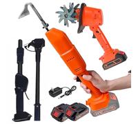 Cordless Electric Garden Tiller with Mini Digging Hoe, Telescopic Pole for Soil Preparation and Weeding in Small Spaces