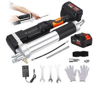Cordless Electric Grease Gun, 24V 12000 PSI Battery-Powered, 90° Grip | 12000 PSI High Pressure; 5.3 Oz/Min Fast Flow; 90° Rotatable Dual-Grip; Leak-Proof Venting Valve.
