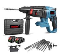 Cordless Electric Hammer Drill - 800W SDS-Plus Heavy Duty Rotary Hammer Drill, 3-Operating Modes Power Tools with Anti-Vibration Handle (Incl. 2 Batteries)