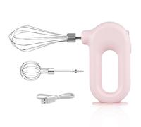 Cordless Electric Hand Mixer, Electric Handheld Mini Egg Beater 4 Speed Adjustable Mini Hand Mixer Electric Mixer, USB Charing, 1500mAh(Pink)