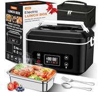 Cordless Electric Heated Lunch Box,Pro 24000mah Heated Lunch Box,Battery Powered, 5.5 Cups Portable Food Warmer-3D-5 Side Heating-Intelligent Temperature Control,Suitable For Trucks,Offices,Travel