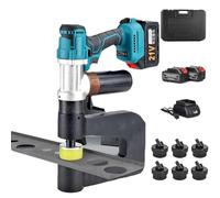 Cordless Electric Hydraulic Hole Punch, Heavy Duty for Metal, 150mm Throat Depth, One-Button Start, Fast Punching with Included Mold