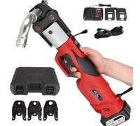 Cordless Electric Hydraulic Pipe Press Tool, Portable Hydraulic Crimping Tool with 360° Rotating Jaw, 38kN Max Pressure, 42mm Stroke, for 12-54mm Stainless Steel and Copper Pipes(15-25 Mold)